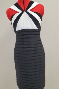 Adriana Papell Black and White Cocktail Dress